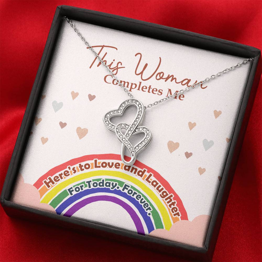 LGBT Lesbian This Woman Completes Me Double Hearts Pendant Necklace - Gift For Lesbian LGBT Lesbian This Woman Completes Me Double Hearts Pendant Necklace - Gift For Lesbian