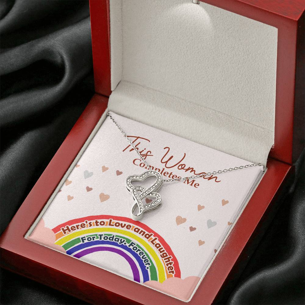 LGBT Lesbian This Woman Completes Me Double Hearts Pendant Necklace - Gift For Lesbian LGBT Lesbian This Woman Completes Me Double Hearts Pendant Necklace - Gift For Lesbian