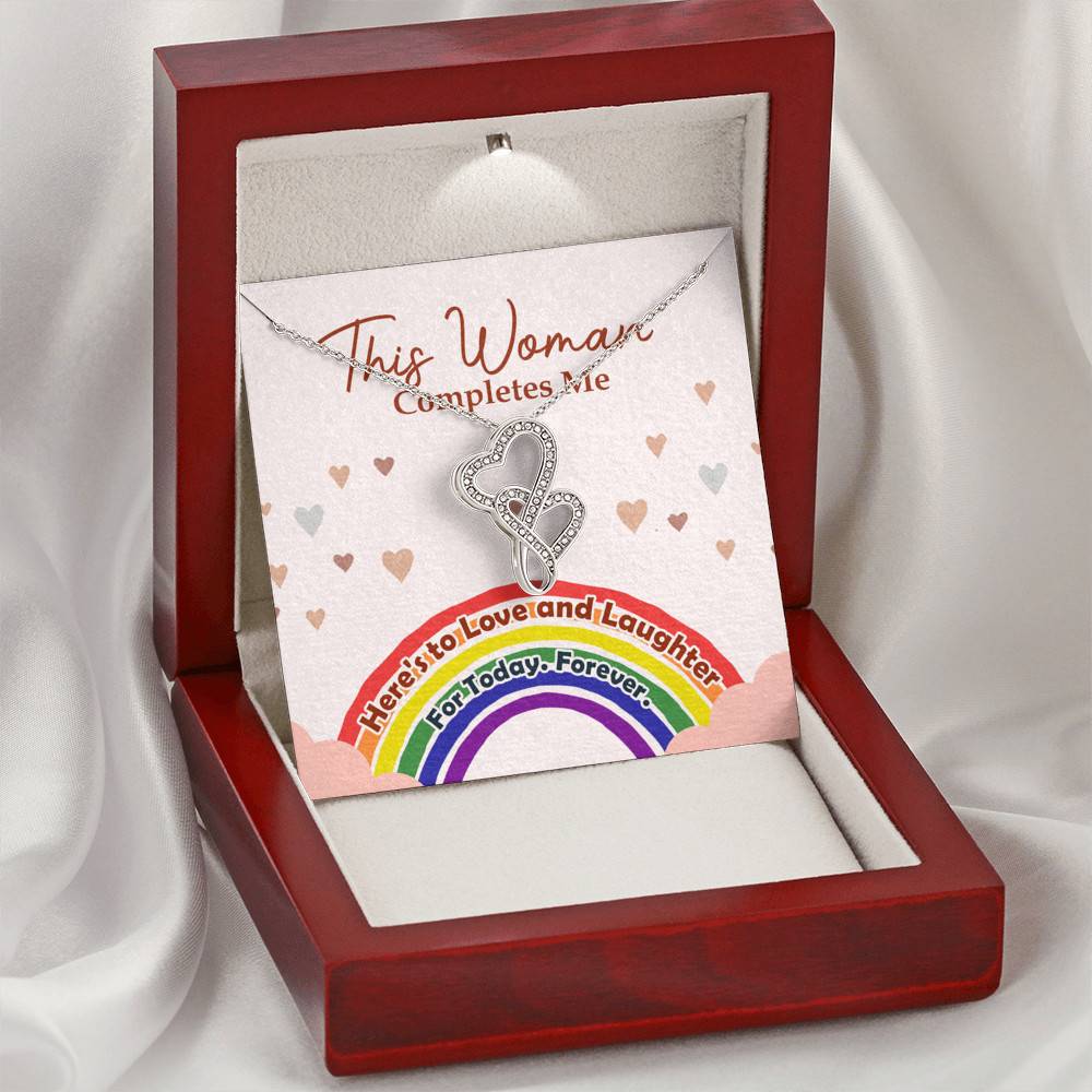 LGBT Lesbian This Woman Completes Me Double Hearts Pendant Necklace - Gift For Lesbian LGBT Lesbian This Woman Completes Me Double Hearts Pendant Necklace - Gift For Lesbian