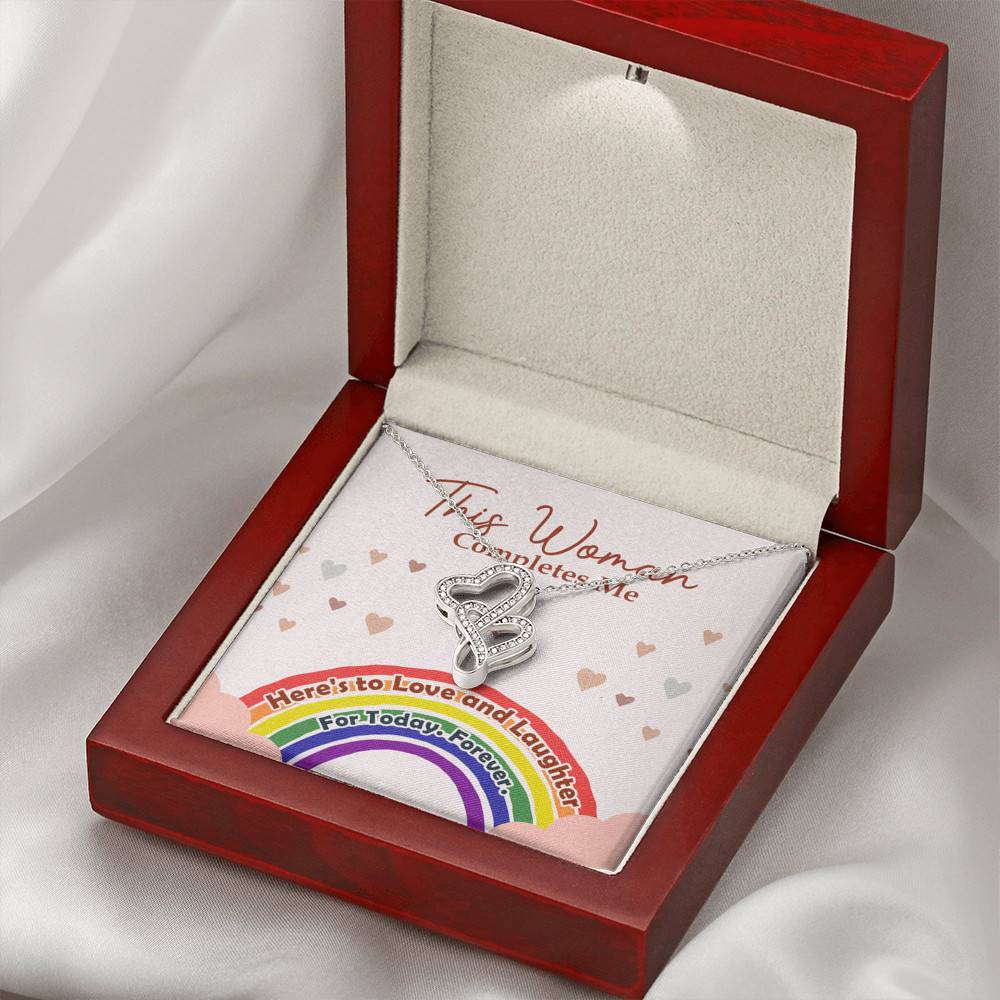 LGBT Lesbian This Woman Completes Me Double Hearts Pendant Necklace - Gift For Lesbian LGBT Lesbian This Woman Completes Me Double Hearts Pendant Necklace - Gift For Lesbian