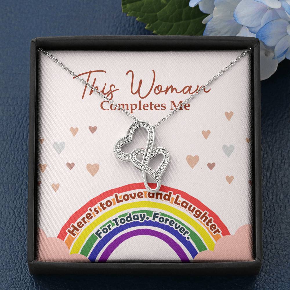 LGBT Lesbian This Woman Completes Me Double Hearts Pendant Necklace - Gift For Lesbian LGBT Lesbian This Woman Completes Me Double Hearts Pendant Necklace - Gift For Lesbian