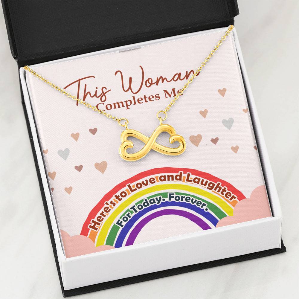 LGBT Lesbian This Woman Completes Me Infinity Hearts Pendant Necklace - Gift For Lesbian LGBT Lesbian This Woman Completes Me Infinity Hearts Pendant Necklace - Gift For Lesbian