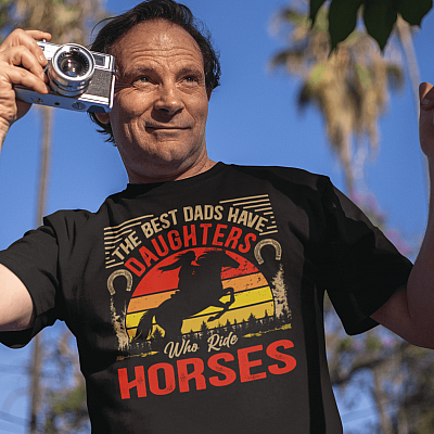 The Best Dads Have Daughters Who Ride Horses T-Shirt - V-Neck Shirt - Horse Dad Shirt