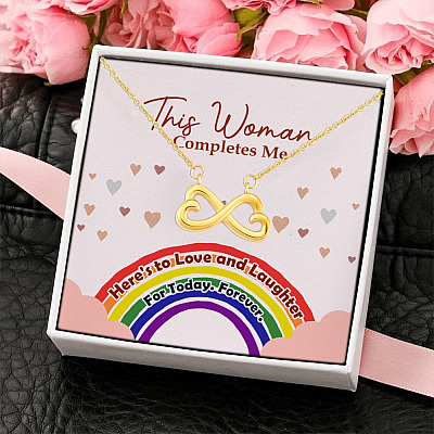Alternative view of LGBT Lesbian This Woman Completes Me Infinity Hearts Pendant Necklace - Gift For Lesbian