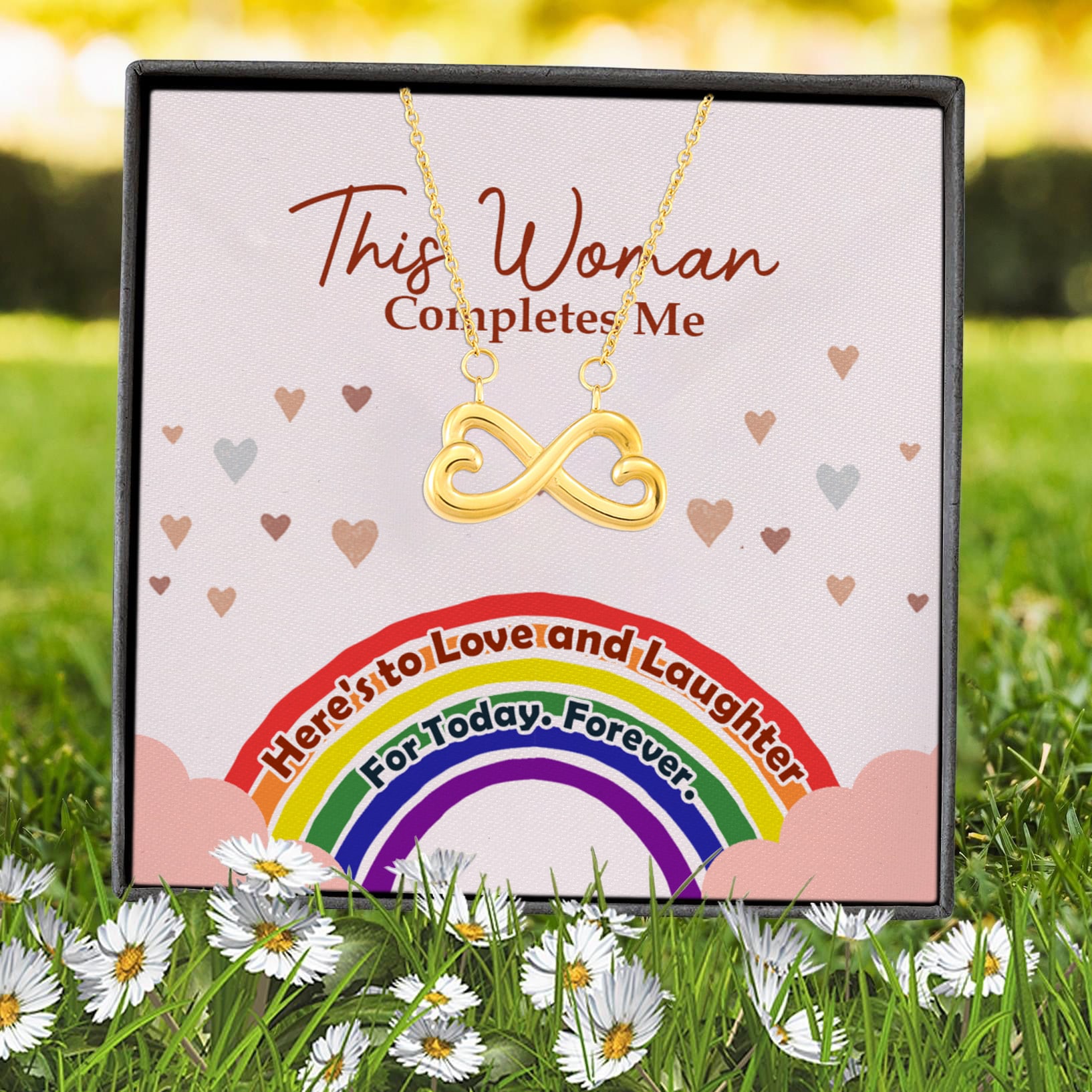 5TM. This Woman Completes Me(4) Infinity Heart Necklace (Gold) 7