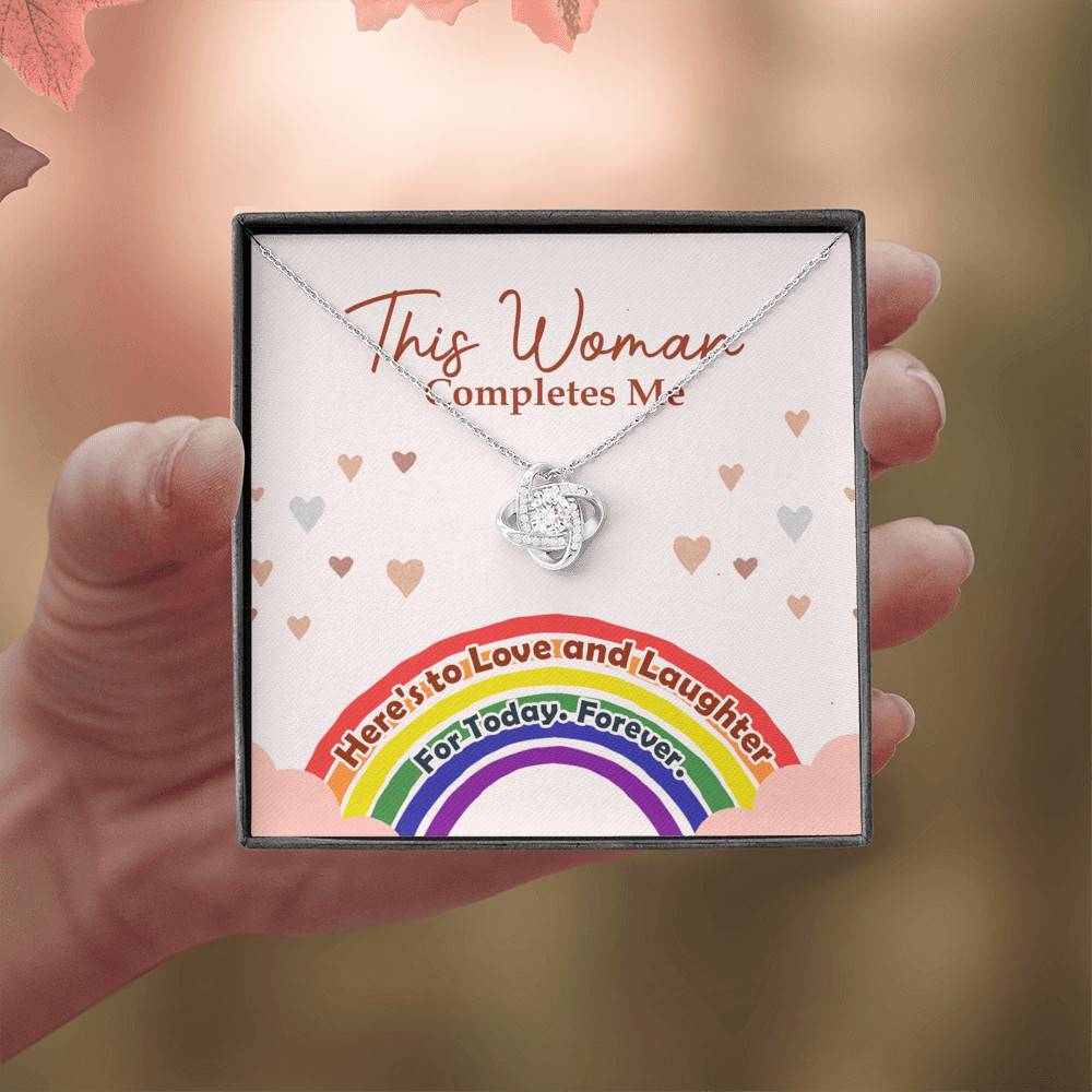 LGBT Lesbian This Woman Completes Me Love Knot Pendant Necklace - Gift For Lesbian LGBT Lesbian This Woman Completes Me Love Knot Pendant Necklace - Gift For Lesbian