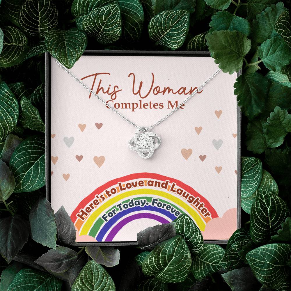 LGBT Lesbian This Woman Completes Me Love Knot Pendant Necklace - Gift For Lesbian LGBT Lesbian This Woman Completes Me Love Knot Pendant Necklace - Gift For Lesbian