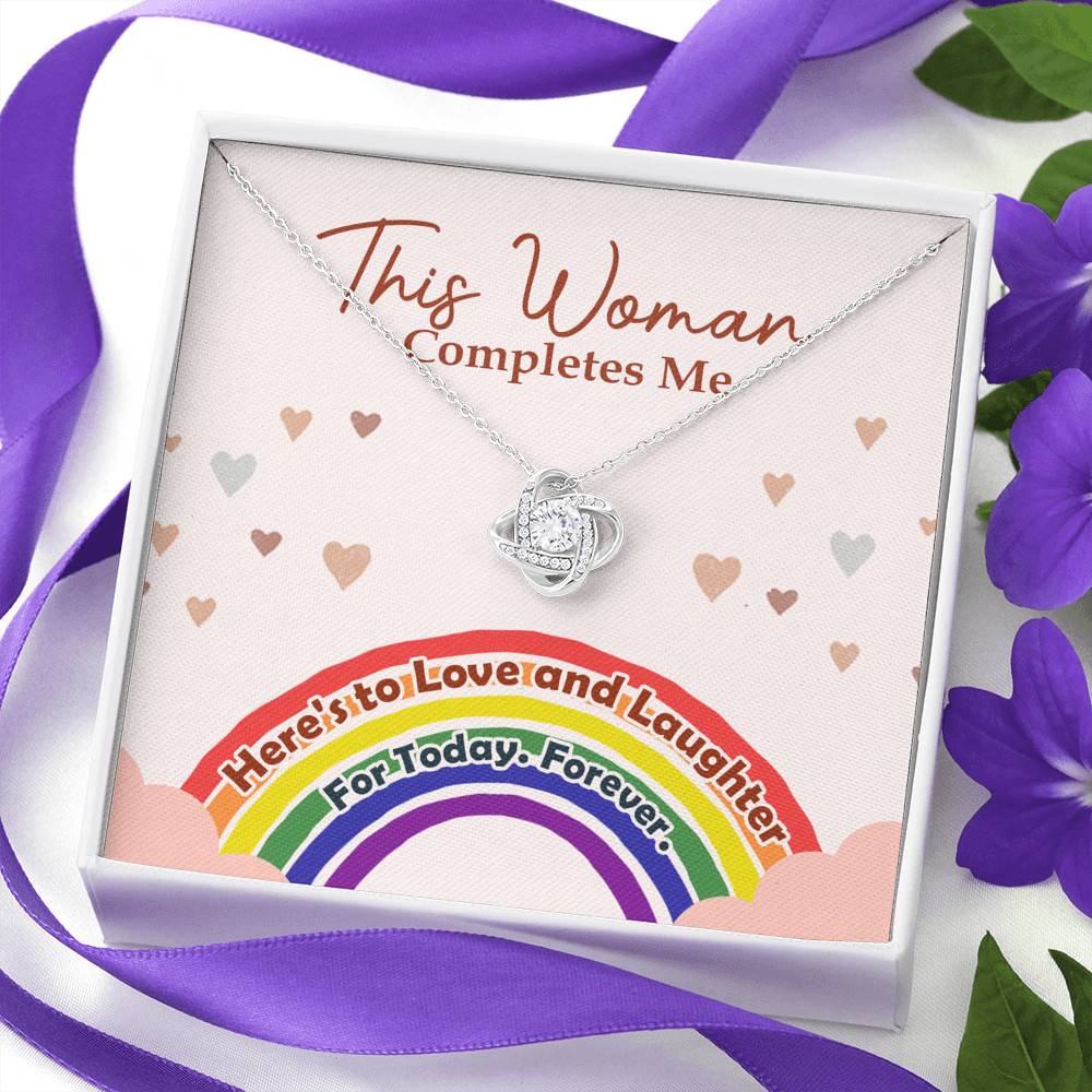 LGBT Lesbian This Woman Completes Me Love Knot Pendant Necklace - Gift For Lesbian LGBT Lesbian This Woman Completes Me Love Knot Pendant Necklace - Gift For Lesbian