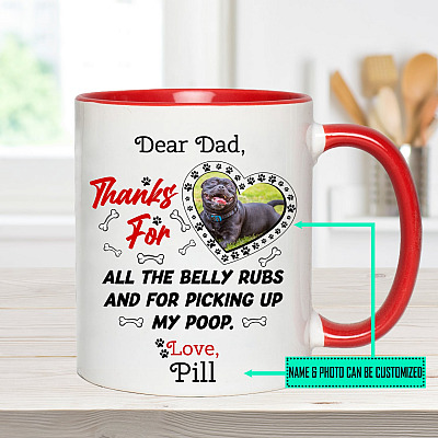 Alternative view of Personalized Photo Dog Dear Dad Thanks for All the Belly Rubs and for Picking Up My Poop Accent Mug