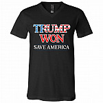 Trump Won Save, Black, V-Neck T-Shirt