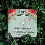 Happy Retirement Love Knot Necklace - Coworker Boss Leader Retirement Gift - Farewell Gifts