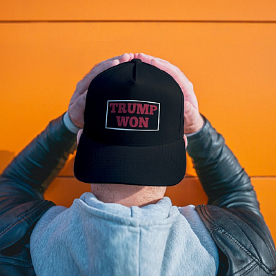 Alternative view of Trump Supporter Gift Trump Won 4th of July American Flag Twill Cap - Snapback Hat - Trucker Hat