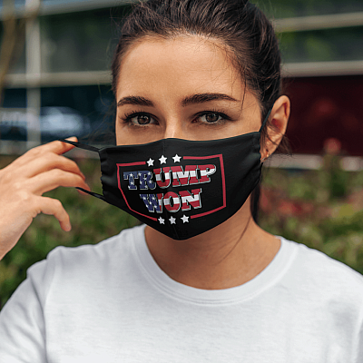 Alternative view of Trump Supporter Gift Trump Won 4th of July American Flag Washable Reusable Custom - Printed Face Mask