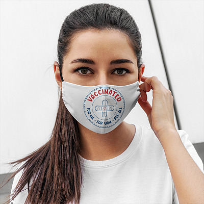 Alternative view of Bandage Vaccinated for You for Me for All Team Vaccine Washable Reusable Custom Printed Cloth Face Mask Cover