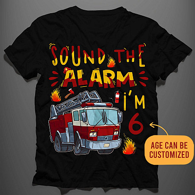 Personalized Sound The Alarm Fire Truck Firefighter Youth Tee