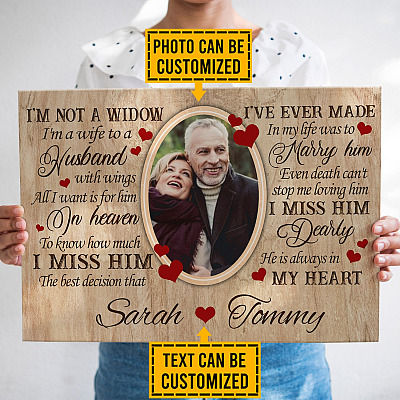 Personalized Photo I'm Not A Widow I'm A Wife To A Husband With Wings He Is Always In My Heart Canvas-Poster