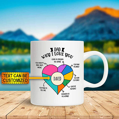 Personalized Dad Why I Love You Ceramic Coffee Mug - Fathers Day Mug - Gift Ideas for Dad