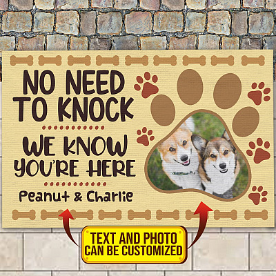 Personalized Photo Welcome To Dog's House Doormat - No Need To Knock We Know You're Here Pet's Name Doormat