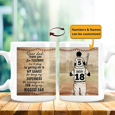 Alternative view of Personalized Baseball Dear Dad Thank You For Teaching Me To Play Coffee Mug