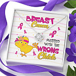 Pink Ribbon Breast Cancer Messed with the Wrong Chick Love Knot Pendant Necklace Gifts