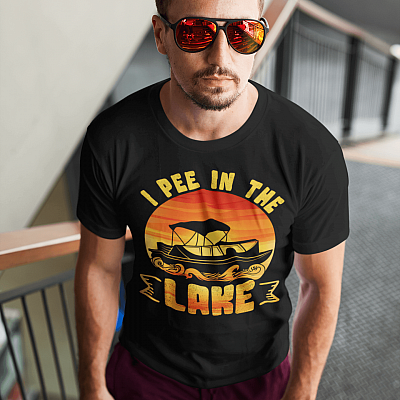 Alternative view of I Pee in the Lake Vintage Boating Pontoon T-Shirt - V-Neck Shirt