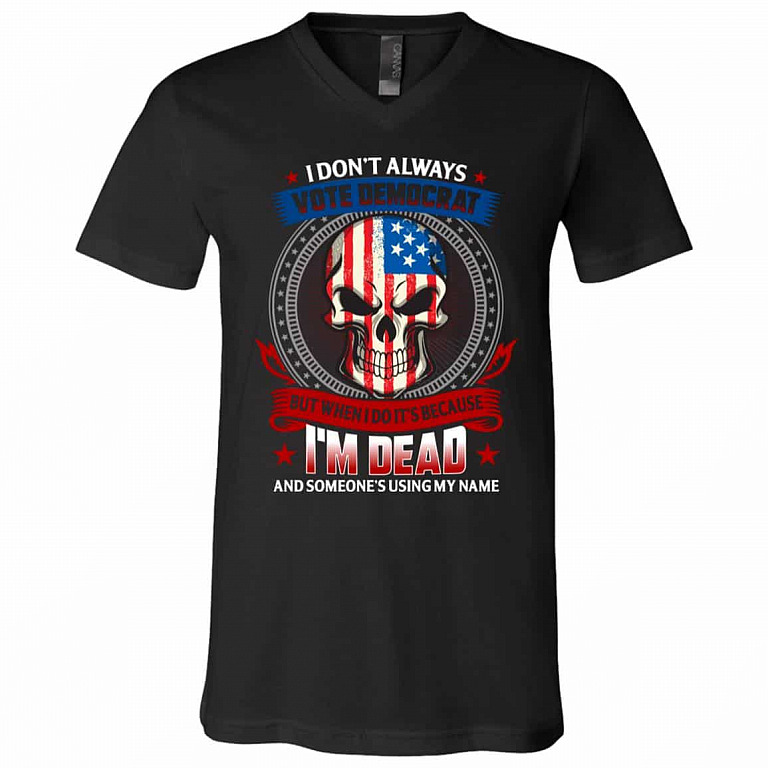 vote tee, Black, V-Neck T-Shirt