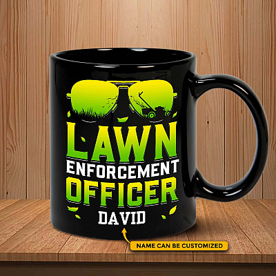 Alternative view of Personalized Lawn Enforcement Officer Ceramic Coffee Mug