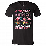A Woman Cannot Survive Tshirt, Black, V-Neck T-Shirt