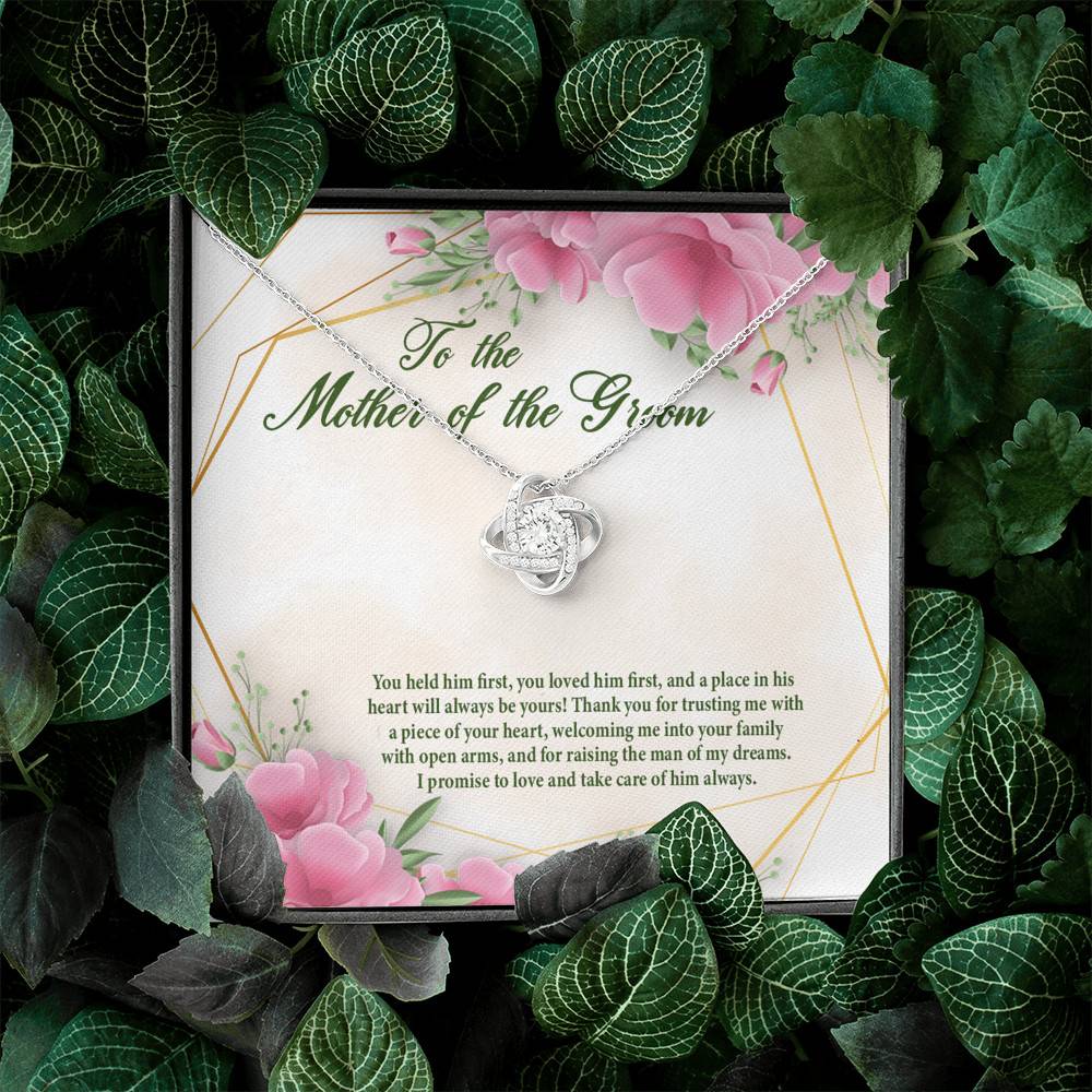 To The Mother Of The Groom You Held Him First Love Knot Pendant Necklace - Mother In Law Necklace To The Mother Of The Groom You Held Him First Love Knot Pendant Necklace - Mother In Law Necklace