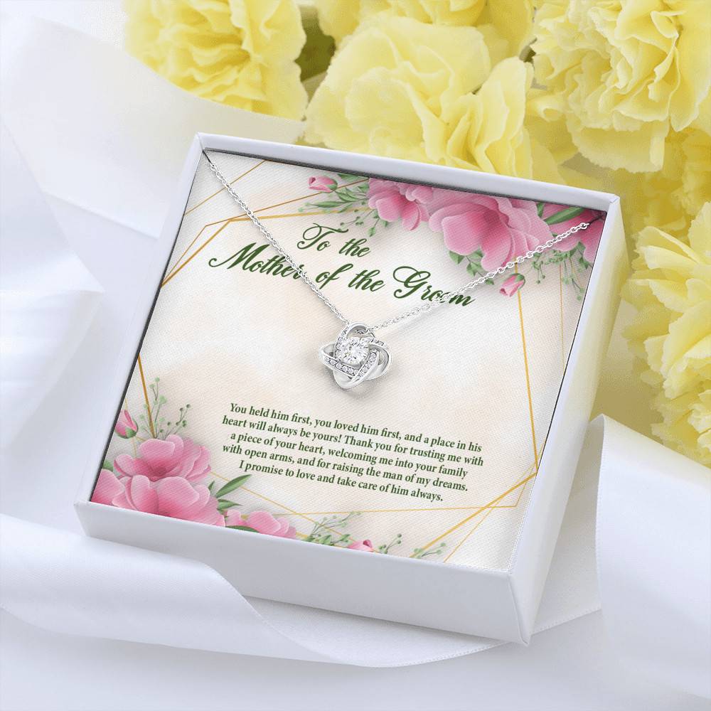 To The Mother Of The Groom You Held Him First Love Knot Pendant Necklace - Mother In Law Necklace To The Mother Of The Groom You Held Him First Love Knot Pendant Necklace - Mother In Law Necklace