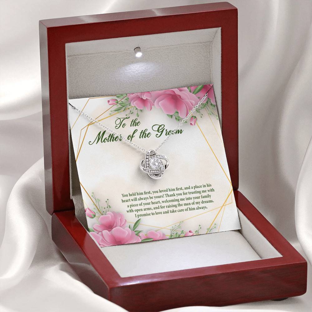 To The Mother Of The Groom You Held Him First Love Knot Pendant Necklace - Mother In Law Necklace To The Mother Of The Groom You Held Him First Love Knot Pendant Necklace - Mother In Law Necklace