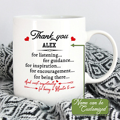 Personalized Thank You for Being a Mentor Ceramic Coffee Mug - Beer Stein - Water Bottle - Color Changing Mug