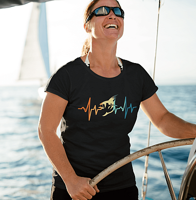 Alternative view of Heartbeat Of Saltwater Fish Vintage T-Shirt - V-Neck Shirt