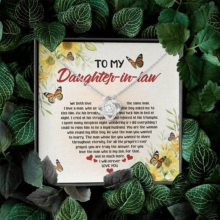 To My Daughter In Law We Both Love The Same Man Love Knot Necklace - Wedding Gifts From Mother In Law