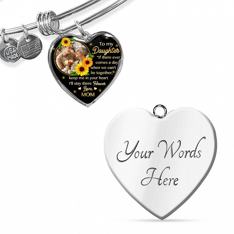 Personalized Photo To My Daughter I Will Stay In Your Heart Forever Heart Pendant Necklace - Custom Photo Gift For Daughter