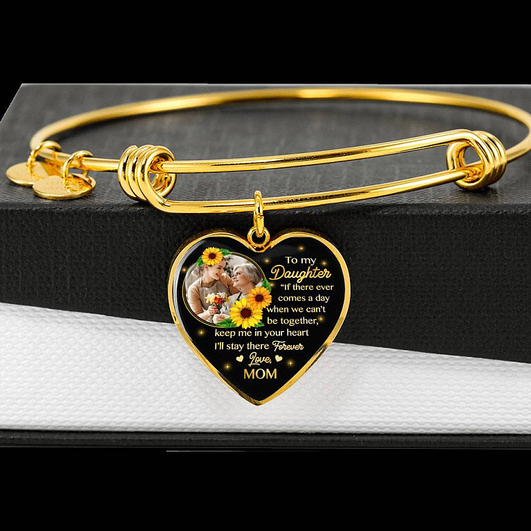 Personalized Photo To My Daughter I Will Stay In Your Heart Forever Heart Pendant Necklace - Custom Photo Gift For Daughter