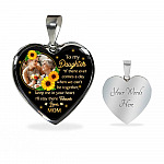 Personalized Photo To My Daughter I Will Stay In Your Heart Forever Heart Pendant Necklace - Custom Photo Gift For Daughter
