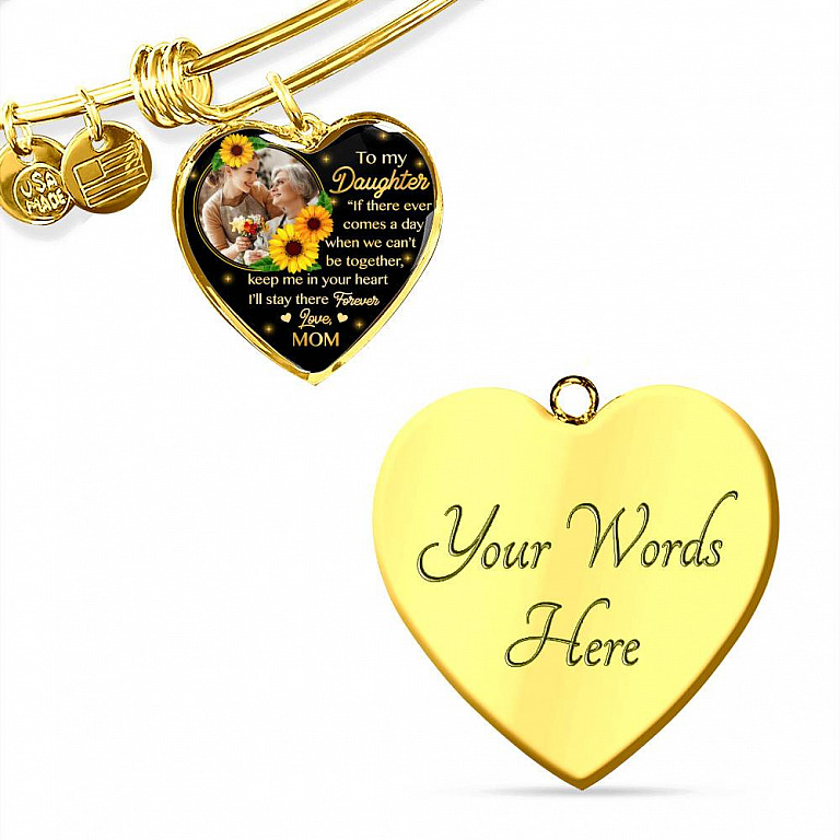 Personalized Photo To My Daughter I Will Stay In Your Heart Forever Heart Pendant Necklace - Custom Photo Gift For Daughter
