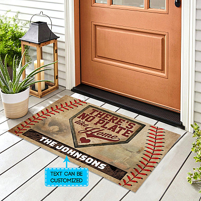 Alternative view of Personalized There's No Plate Like Home Baseball House Doormat - Baseball Lover Outdoor Indoor Doormat