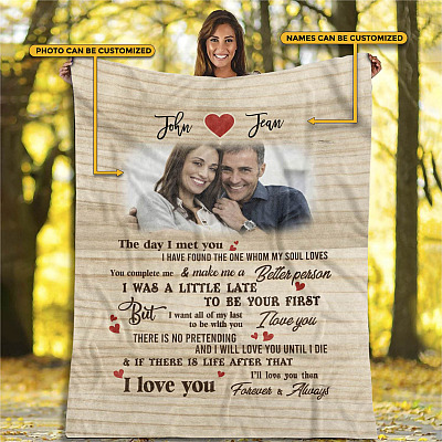 Alternative view of Personalized Photo The Day I Met You I Have Found The One Whom My Soul Loves Fleece Blanket - Woven Blanket
