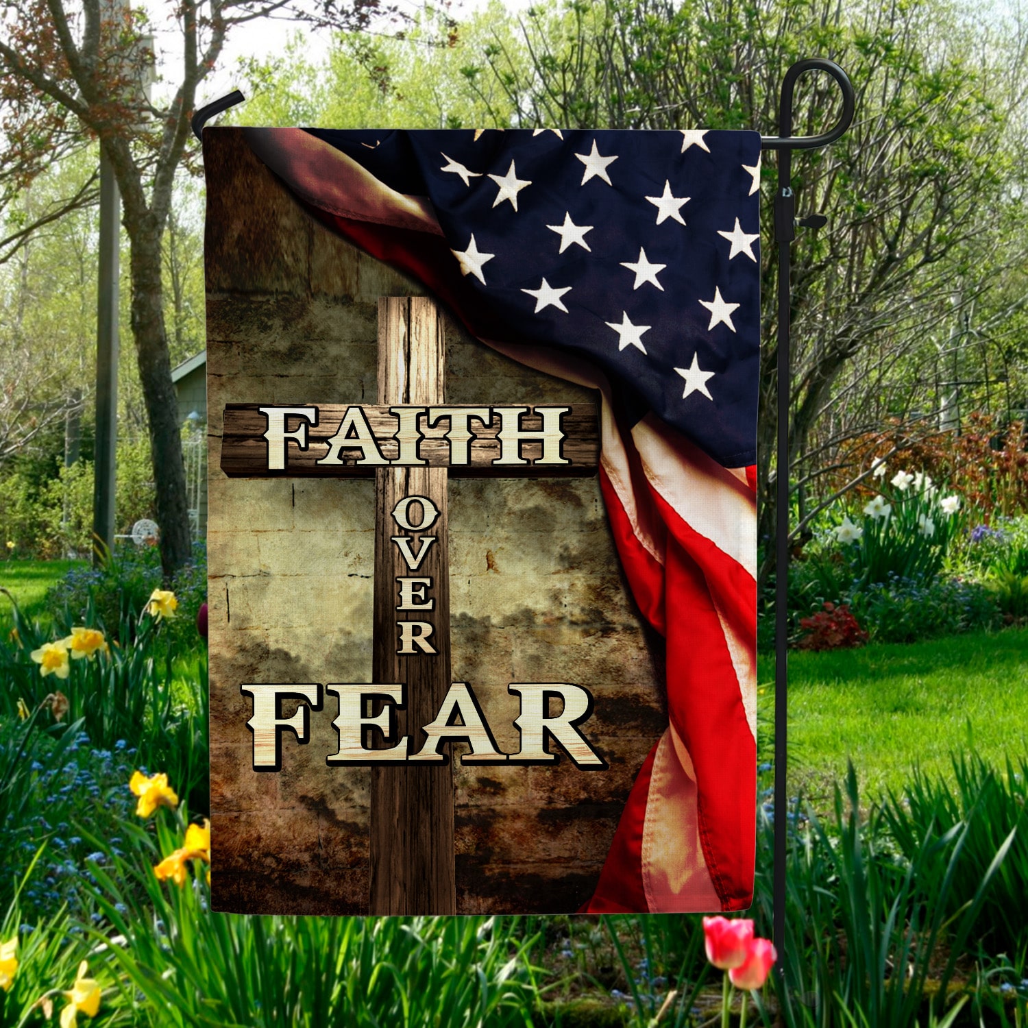 6. Faith Over Fear_A(4) Garden Flag Mockup 5