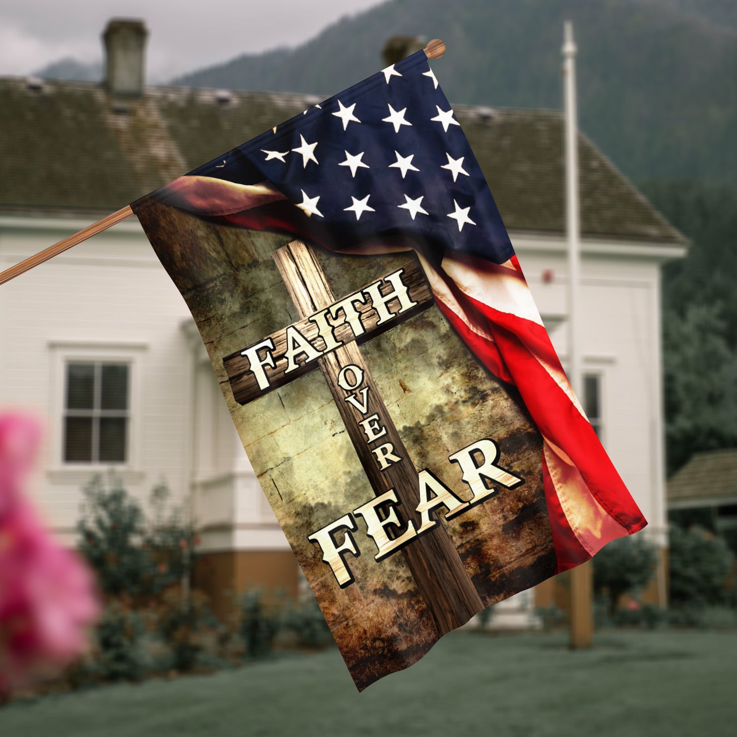 6. Faith Over Fear_A(4) House Flag Mockup 4