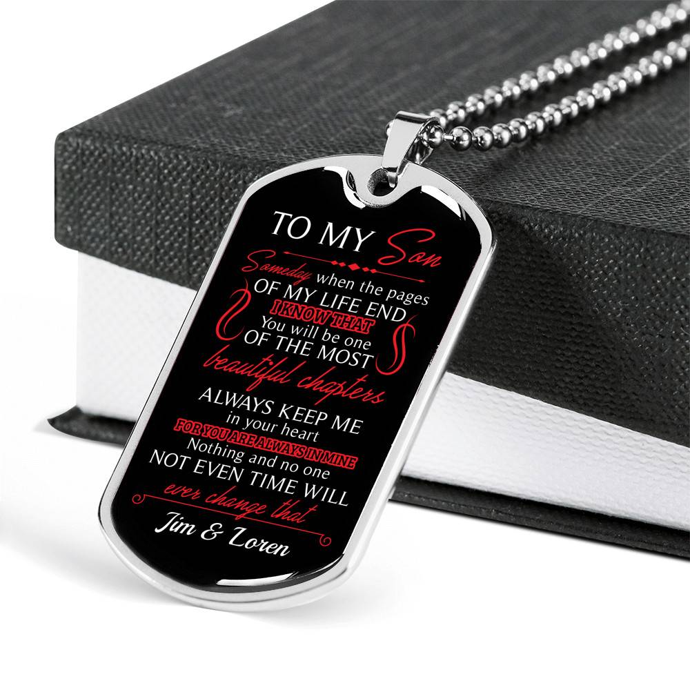 Personalized to My Son You Are Always in My Heart Dog Tag Pendant Necklace Personalized to My Son You Are Always in My Heart Dog Tag Pendant Necklace