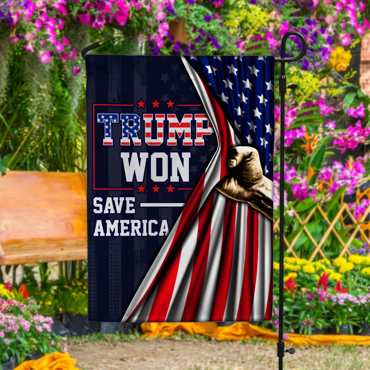 8. Trump Won Garden Flag Mockup 4