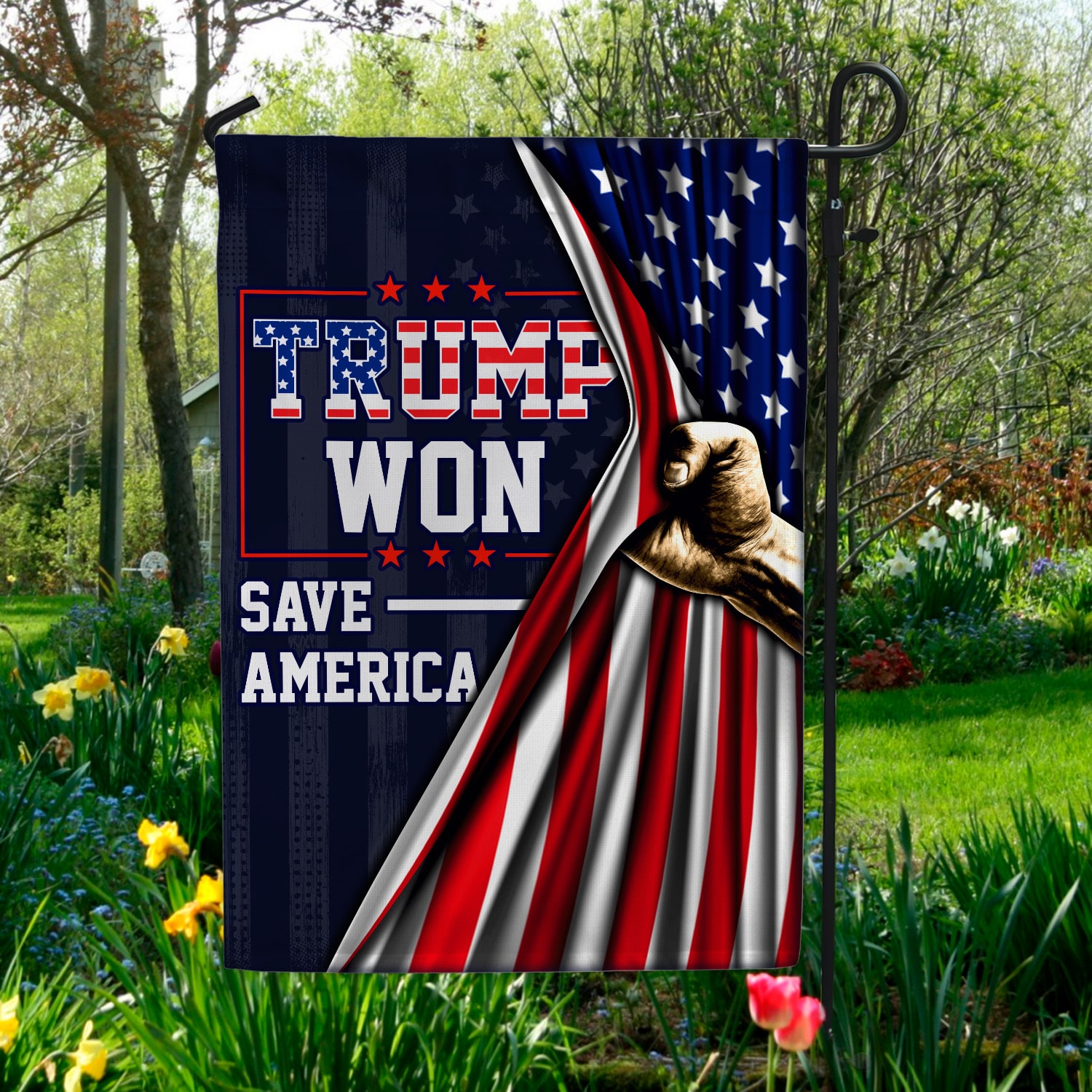 8. Trump Won Garden Flag Mockup 5