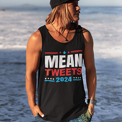 Alternative view of Funny Political Trump Supporter Mean Tweets 2024 Cotton Tank Top Tee - Ladies Racerback Tank