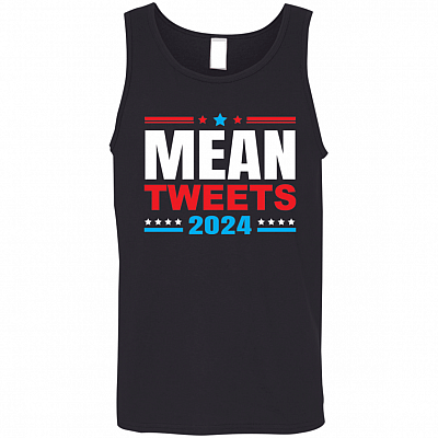 Funny Political Trump Supporter Mean Tweets 2024 Cotton Tank Top Tee - Ladies Racerback Tank