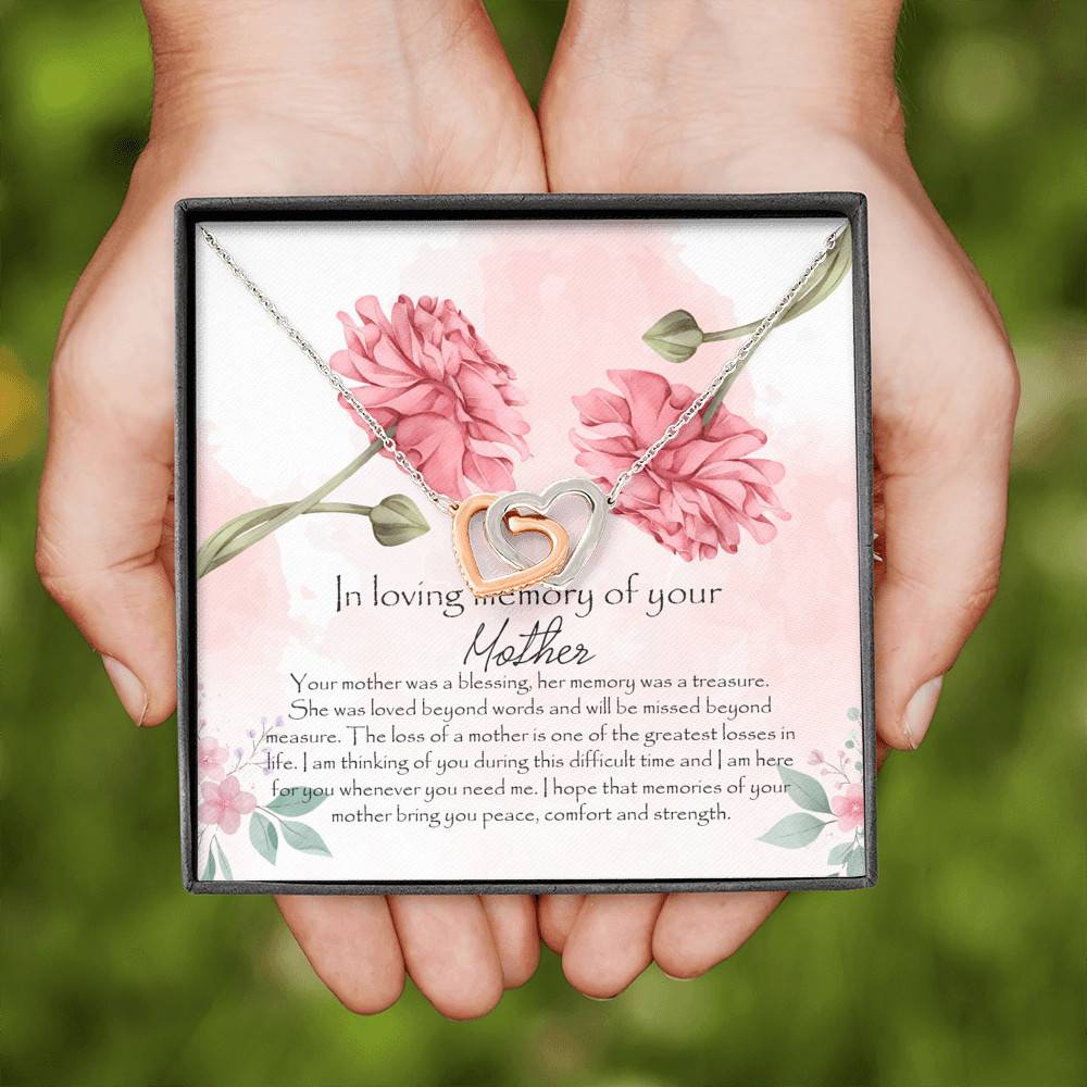 In Loving Memory Mother Interlocking Hearts Pendant Necklace - Gift For Loss Of Mother In Loving Memory Mother Interlocking Hearts Pendant Necklace - Gift For Loss Of Mother