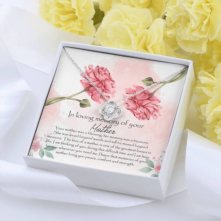 In Loving Memory Mother Love Knot Pendant Necklace - Gift For Loss Of Mother