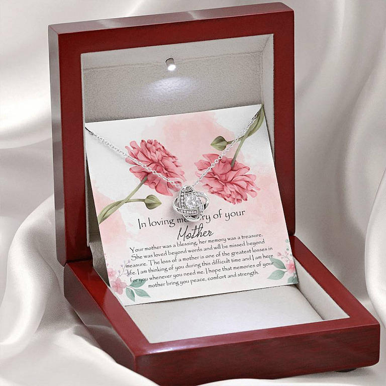 In Loving Memory Mother Love Knot Pendant Necklace - Gift For Loss Of Mother